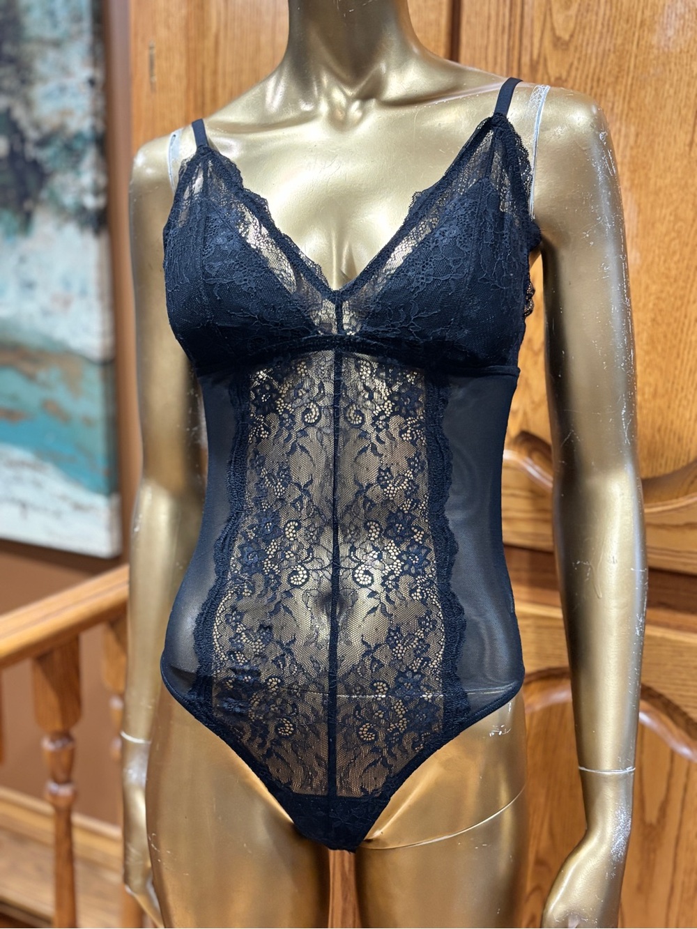 Gilly Hicks Black Lace Sheer Bodysuit